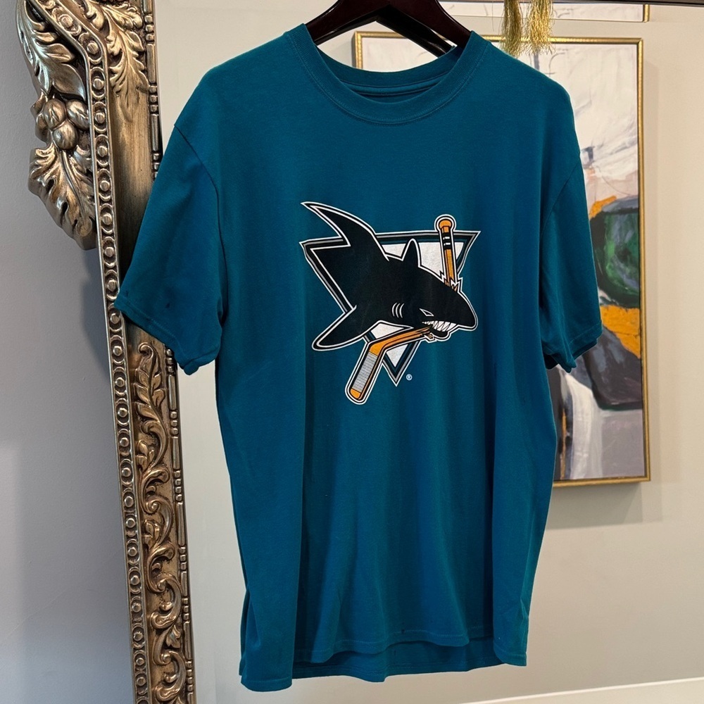 Sharks Hockey Teal Shark Logo Tee